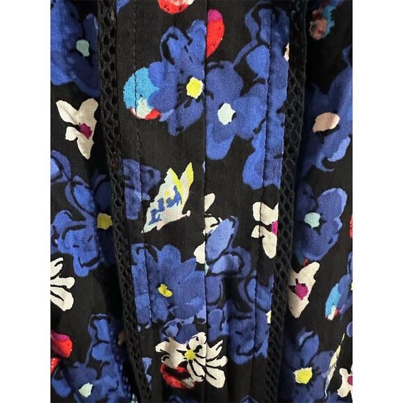 Talbots Floral Tunic Blouse Blue 3/4 Sleeve Crochet Accent Size 2X Petite - Picture 7 of 10